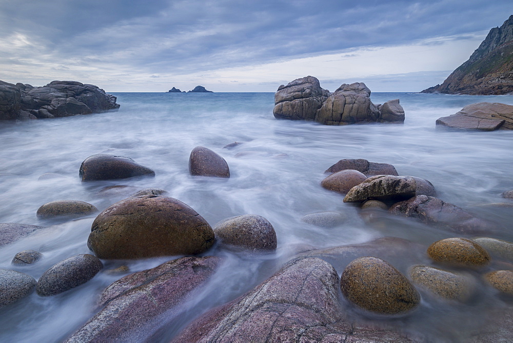 Porth Nanven Cove at the end of the Cot Valley, St. Just, Cornwall, England, United Kingdom, Europe