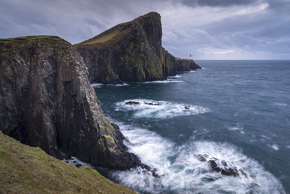 Dramatic cliffs near Neist Point Lighthouse on the west coast of the Isle of Skye, Inner Hebrides, Scotland, United Kingdom, Europe