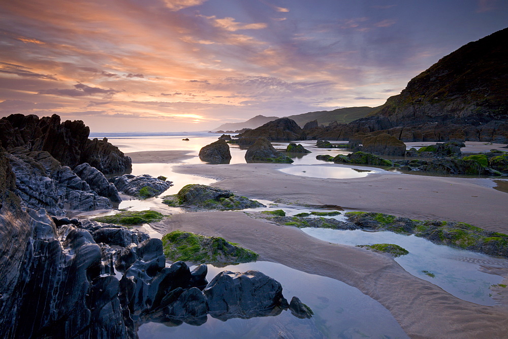 Combesgate Beach on the North Devon coast, Woollacombe, Devon, England, United Kingdom, Europe