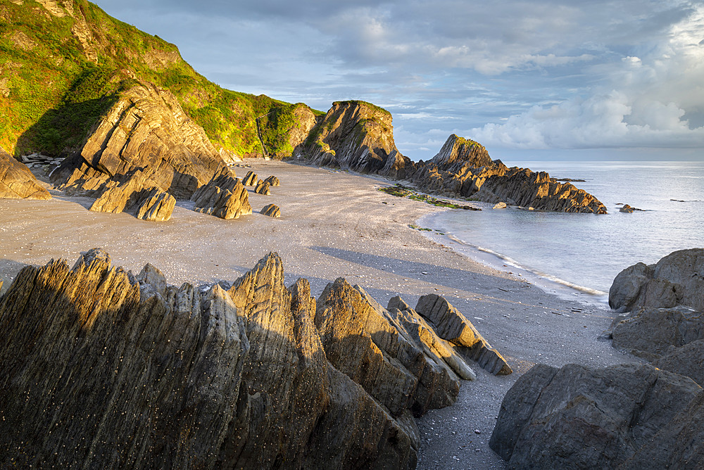 Deserted beach at Lee Bay, North Devon, England, United Kingdom, Europe