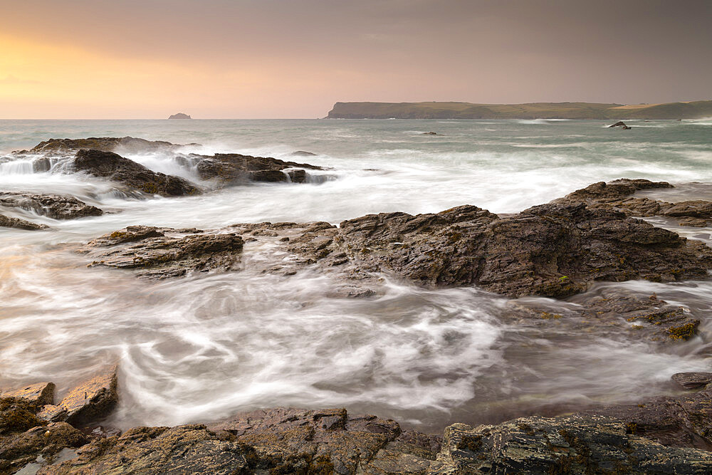 Sunset over the Rumps on the North Cornish Coast, Cornwall, England, United Kingdom, Europe