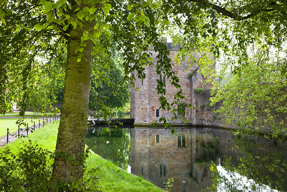 Bishop's Palace and moat, Wells, Somerset, England, United Kingdom, Europe