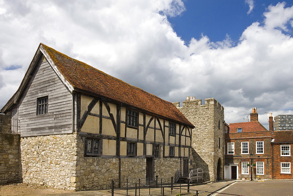 Medieval Merchants Hall and Westgate which make up part of the ancient walled city of Southampton, Hampshire, England, United Kingdom, Europe