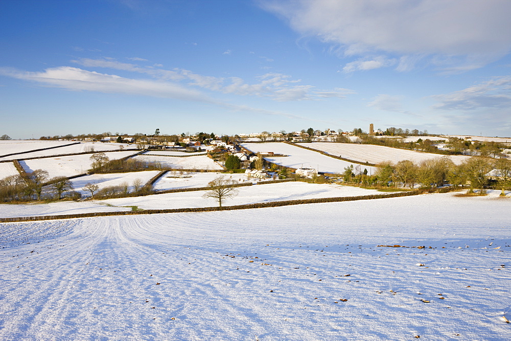 Mid Devon village of Morchard Bishop covered in snow in winter, Devon, England, United Kingdom, Europe