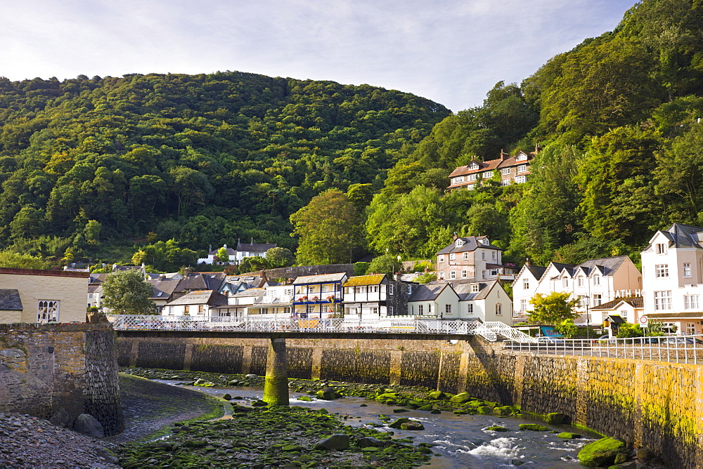 The coastal village of Lynmouth on a summer morning, Exmoor National Park, Devon, England, United Kingdom, Europe