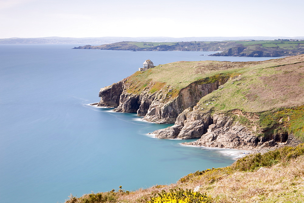 Porthcew and Rinsey Head, with distant views to Prussia Cove, Cornwall, England, United Kingdom, Europe