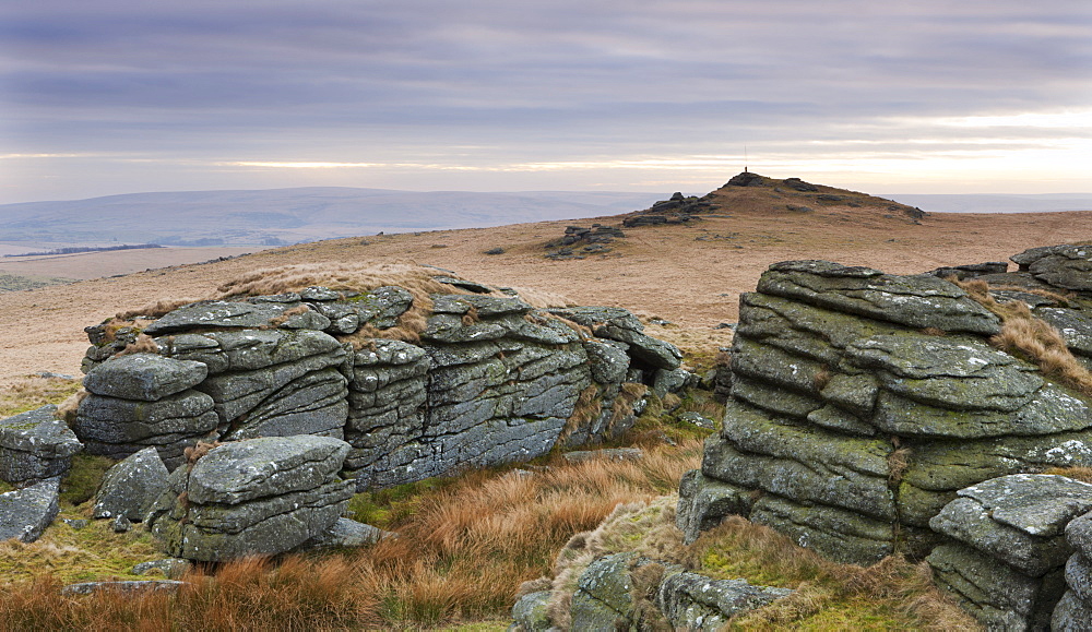 Beardown Tors near Two Bridges in winter, Dartmoor National Park, Devon, England, United Kingdom, Europe