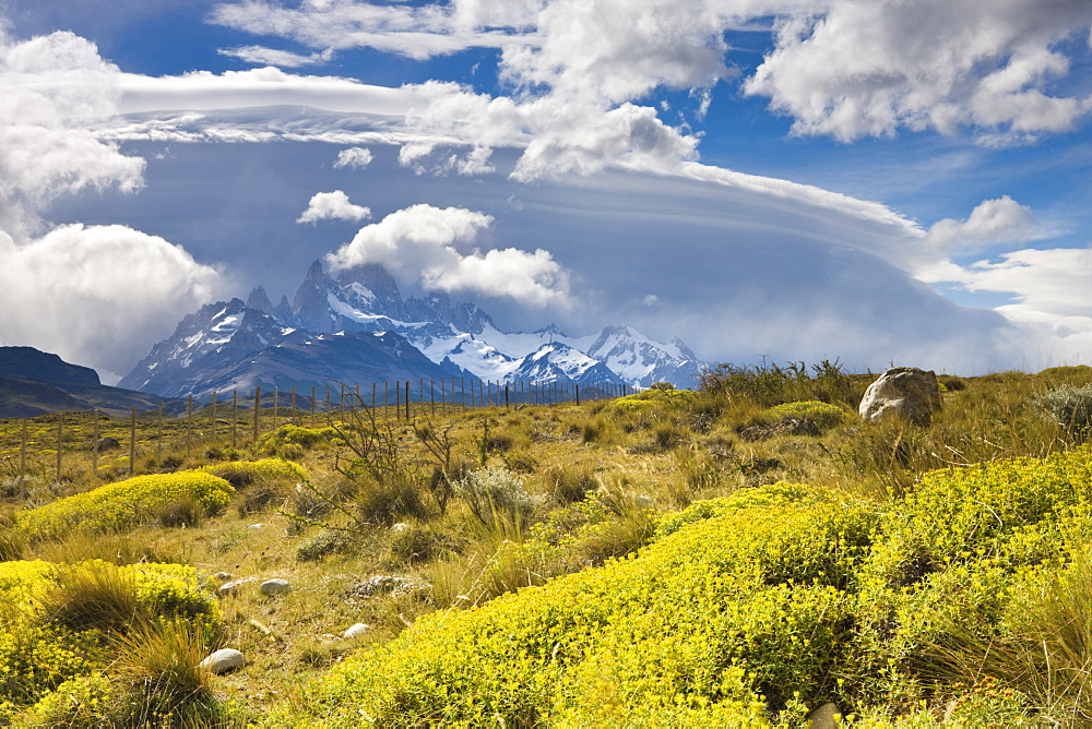 Mount Fitzroy surrounded by cloud, El Chalten, Los Glaciares National Park, UNESCO World Heritage Site, Patagonia, Argentina, South America