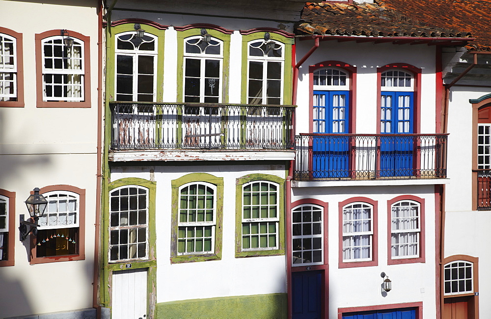 Colourful houses, Ouro Preto, UNESCO World Heritage Site, Minas Gerais, Brazil, South America 