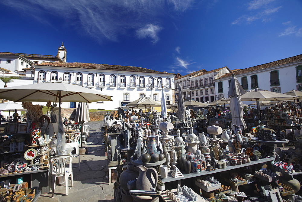 Ceramics market, Ouro Preto, UNESCO World Heritage Site, Minas Gerais, Brazil, South America 