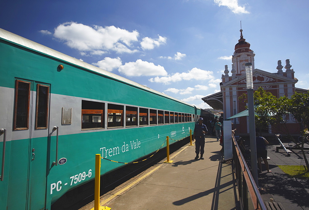 Historic tourist train at Mariana station, Minas Gerais, Brazil, South America 