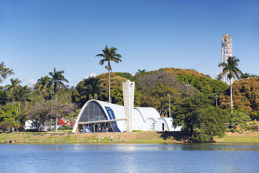 Church of St. Francis of Assisi, designed by Oscar Niemeyer, Pampulha Lake, Pampulha, Belo Horizonte, Minas Gerais, Brazil, South America 