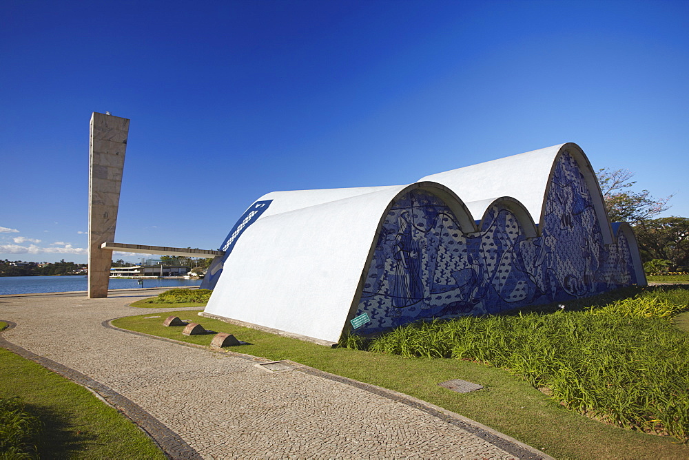 Church of St. Francis of Assisi, designed by Oscar Niemeyer, Pampulha Lake, Pampulha, Belo Horizonte, Minas Gerais, Brazil, South America 