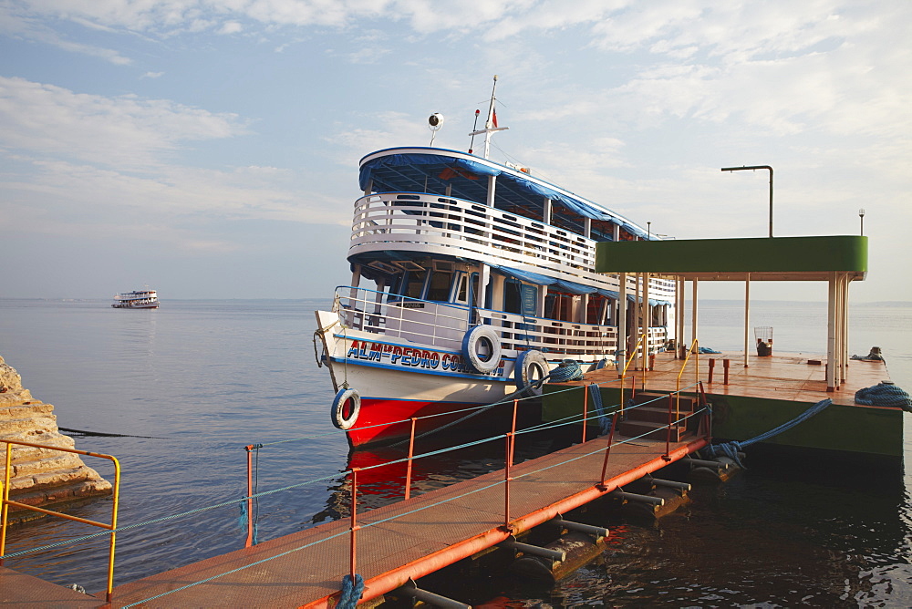 Riverboat moored on Rio Negro, Manaus, Amazonas, Brazil, South America 