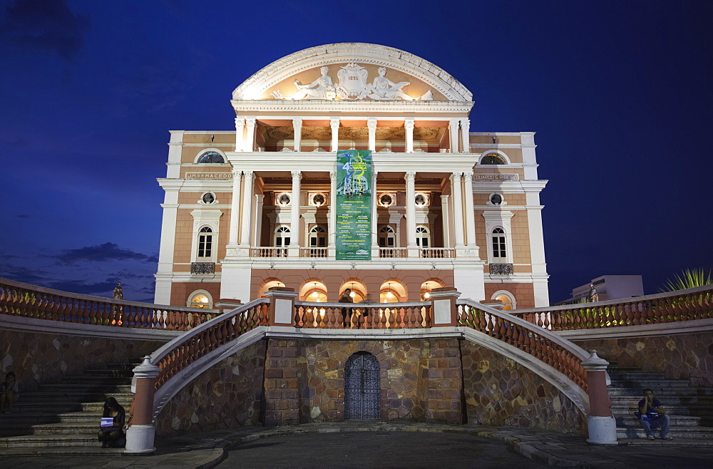 Teatro Amazonas (Opera House) at dusk, Manaus, Amazonas, Brazil, South America 