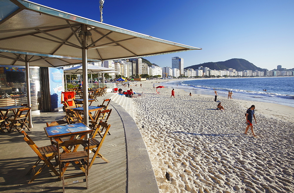 Beachside cafe, Copacabana, Rio de Janeiro, Brazil, South America 