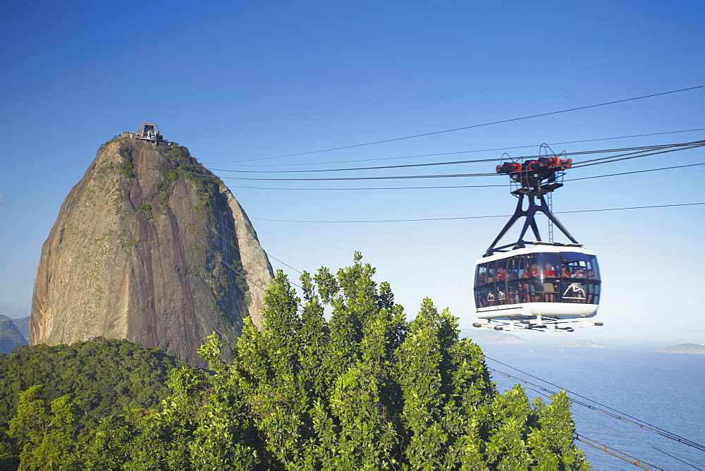 Cable car at Sugar Loaf Mountain (Pao de Acucar), Urca, Rio de Janeiro, Brazil, South America 