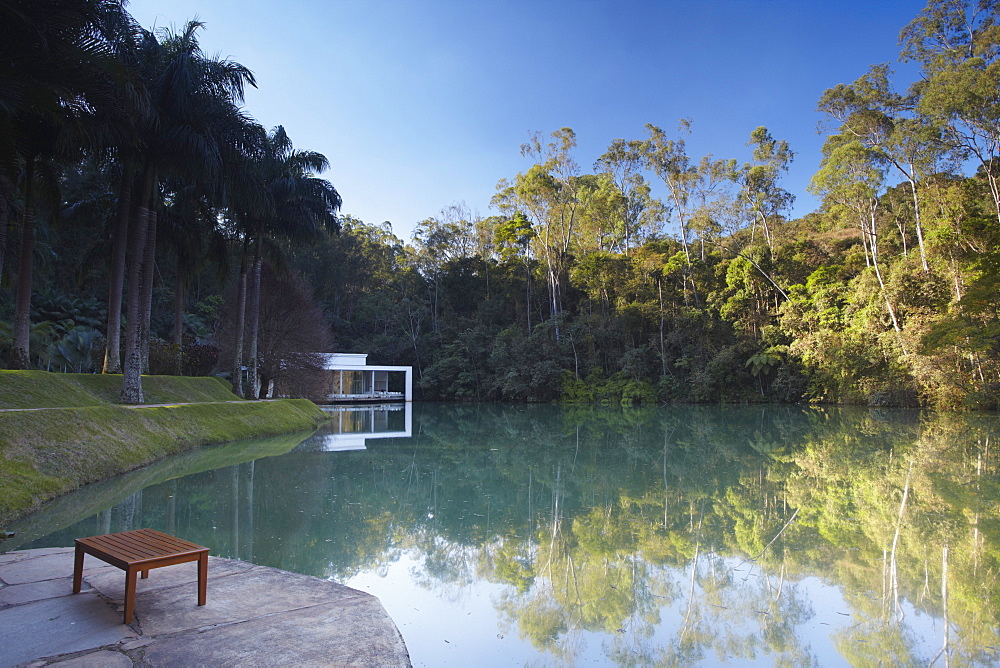 Galeria True Rouge on lake at Centro de Arte Contemporanea Inhotim, Brumadinho, Belo Horizonte, Minas Gerais, Brazil, South America