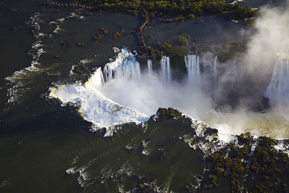 Aerial view of Iguacu Falls, Iguacu National Park, UNESCO World Heritage Site, Parana, Brazil, South America 