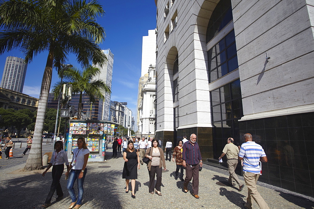 People walking through Praca Floriano, Praca Floriano, Centro, Rio de Janeiro, Brazil, South America