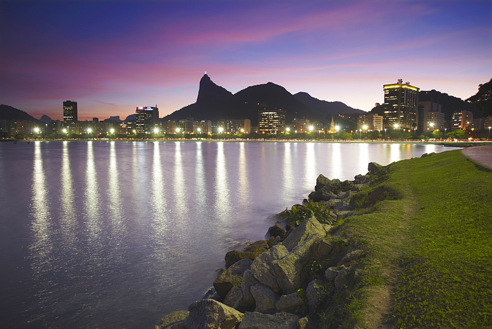 Botafogo Bay and Christ the Redeemer statue (Cristo Redentor), Rio de Janeiro, Brazil, South America 