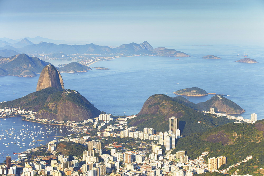 View of Sugar Loaf Mountain (Pao de Acucar) and Botafogo Bay, Rio de Janeiro, Brazil, South America 