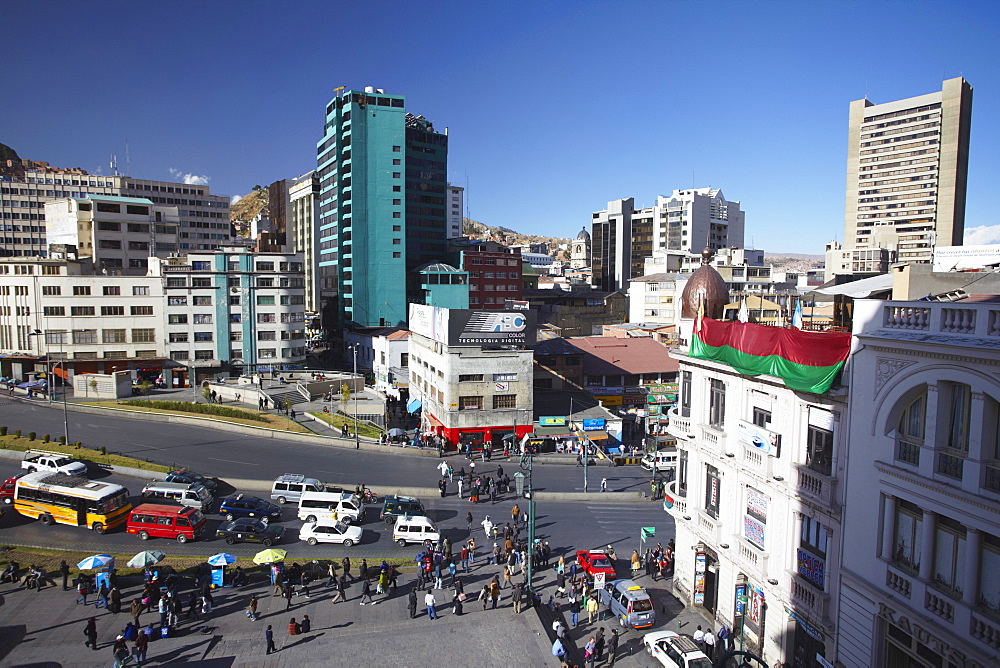 View of Mariscal Santa Cruz Avenue, La Paz, Bolivia, South America