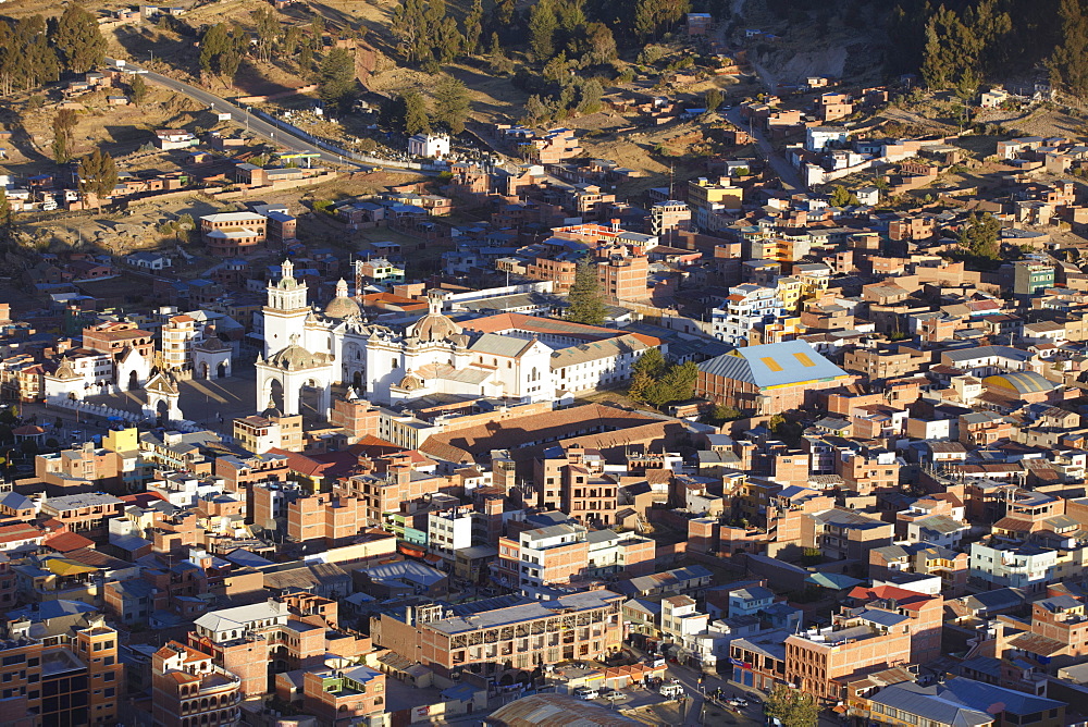 View of Copacabana Cathedral, Copacabana, Lake Titicaca, Bolivia, South America