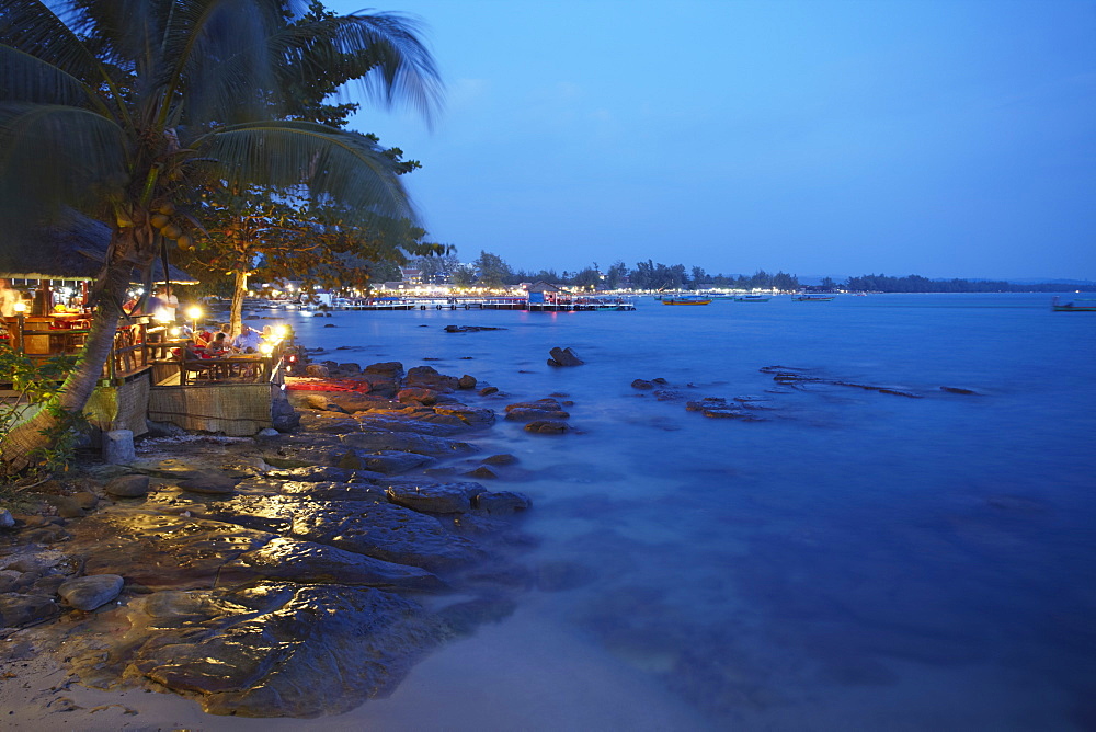 Ochheuteal Beach at dusk, Sihanoukville, Cambodia, Indochina, Southeast Asia, Asia