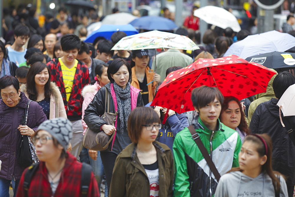 Crowds in street, Mongkok, Hong Kong, China, Asia