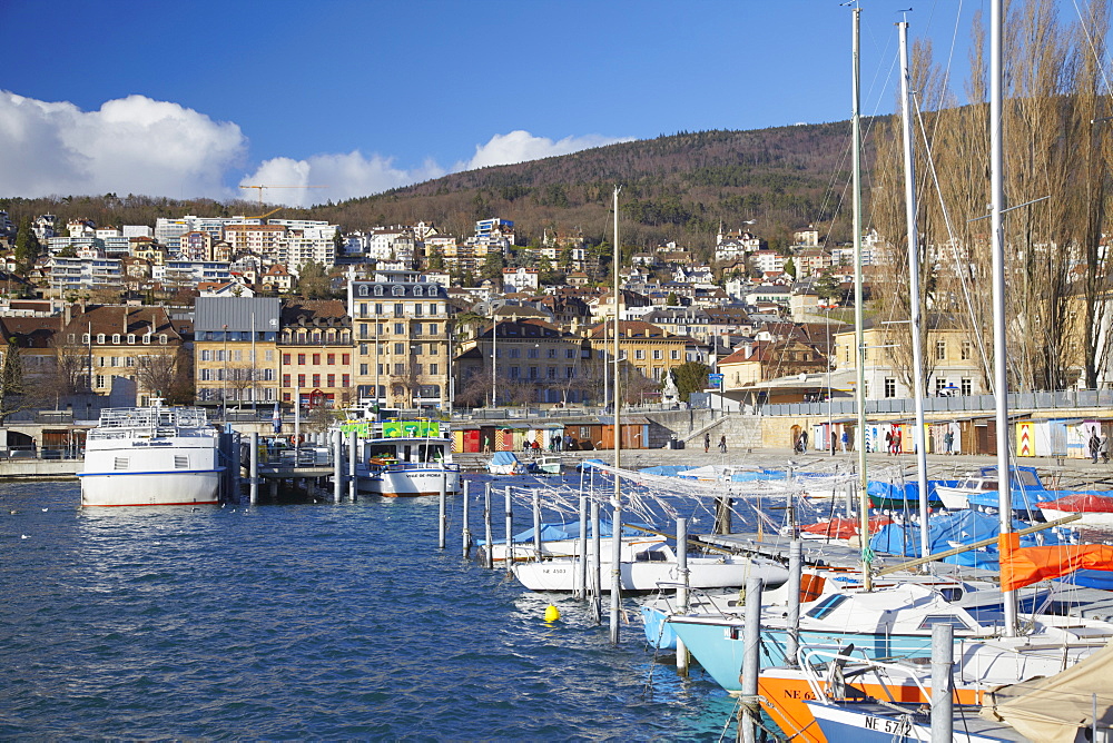 Boats in harbour, Neuchatel, Switzerland, Europe