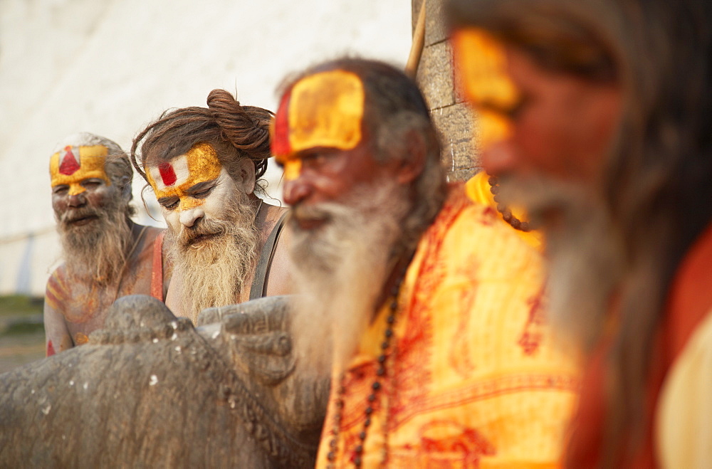 Sadhus (Holy men) at Pashupatinath Temple, Kathmandu, Nepal, Asia