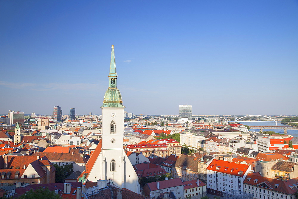 View of St. Martin's Cathedral and city skyline, Bratislava, Slovakia, Europe 