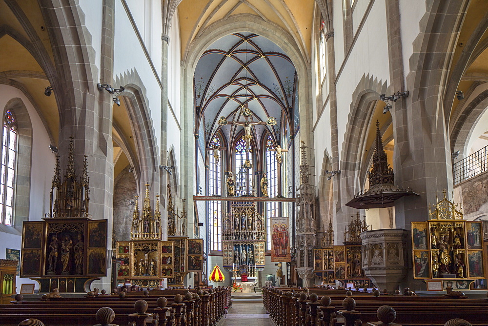 Interior of Basilica of St. Egidius, Bardejov, UNESCO World Heritage Site, Presov Region, Slovakia, Europe 