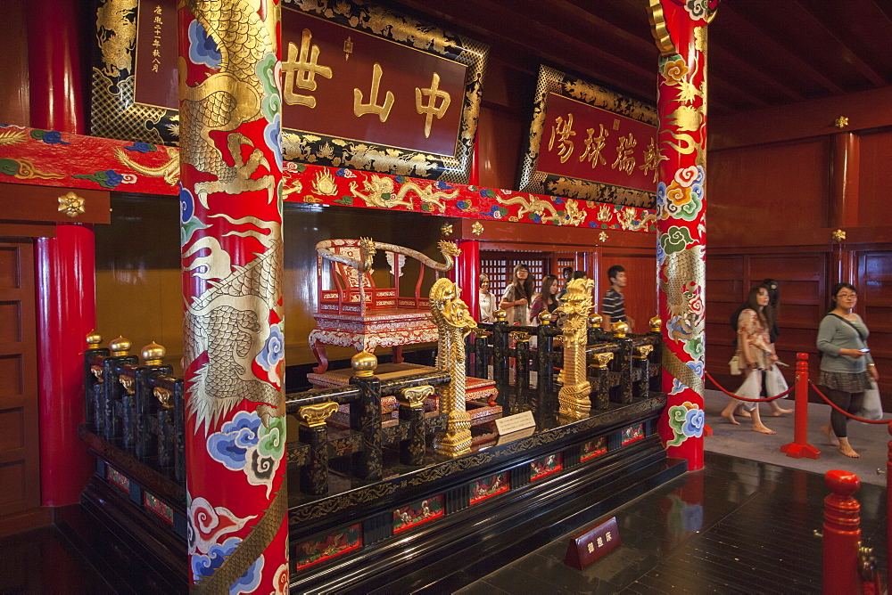 Throne room of Seiden at Shuri Castle, UNESCO World Heritage Site, Naha, Okinawa, Japan, Asia