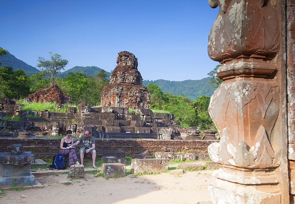 Tourists at ruins of My Son Sanctuary, UNESCO World Heritage Site, Hoi An, Quang Nam, Vietnam, Indochina, Southeast Asia, Asia