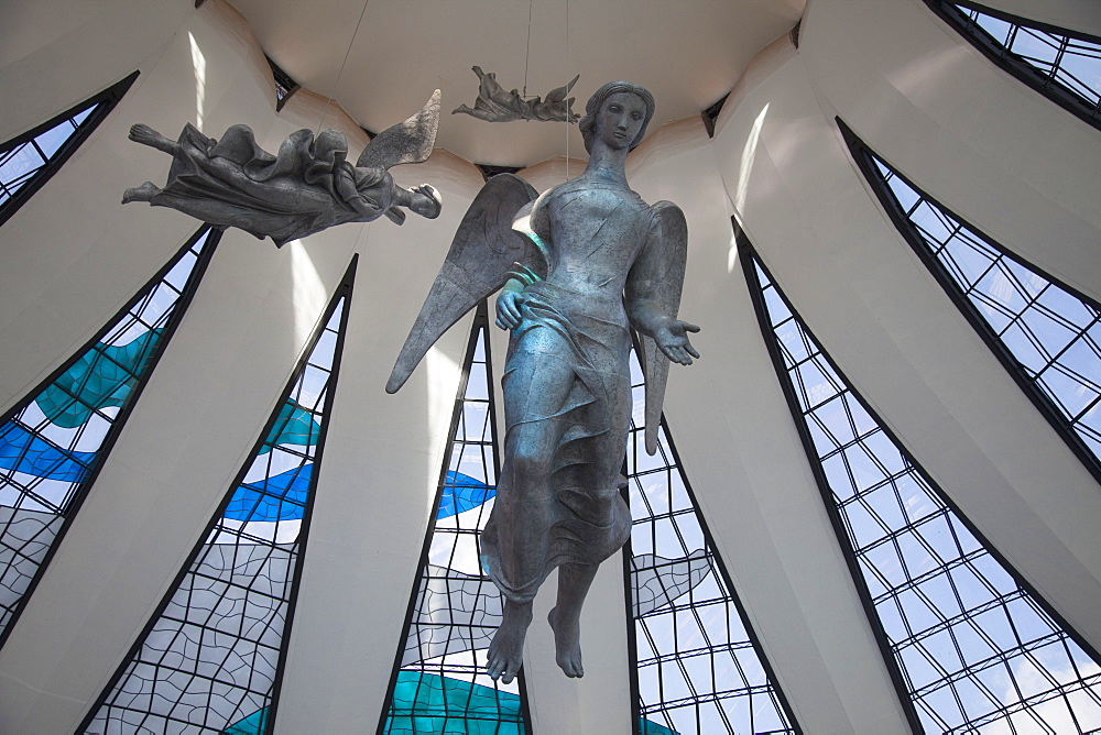 Angel sculptures, Alfredo Ceschiatti, Metropolitan Cathedral, UNESCO World Heritage Site, Brasilia, Federal District, Brazil, South America