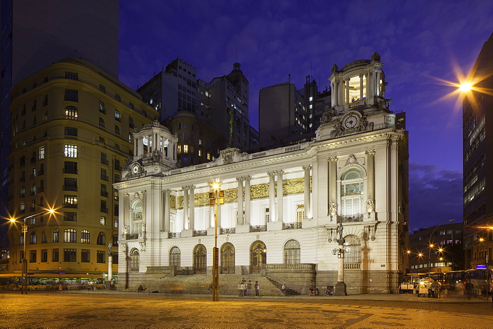 Town Hall (Camara Municipal), dusk, Cinelandia, Centro, Rio de Janeiro, Brazil, South America