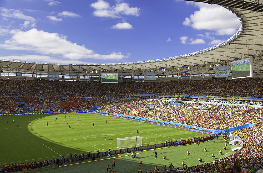 World Cup football match at Maracana stadium, Rio de Janeiro, Brazil, South America