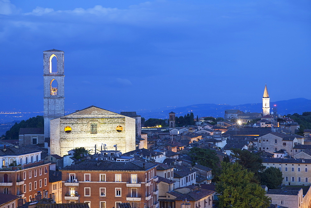 San Domenico Church at dusk, Perugia, Umbria, Italy, Europe