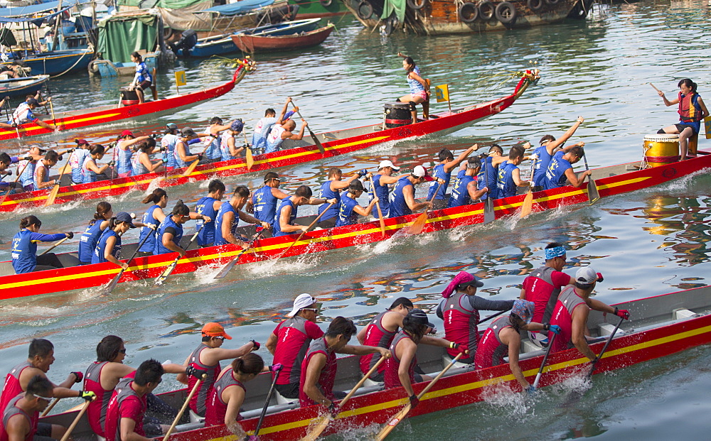 Dragon boat race, Shau Kei Wan, Hong Kong Island, Hong Kong, China, Asia