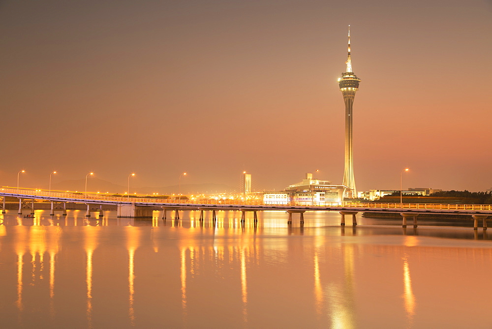 Macau Tower at sunset, Macau, China, Asia