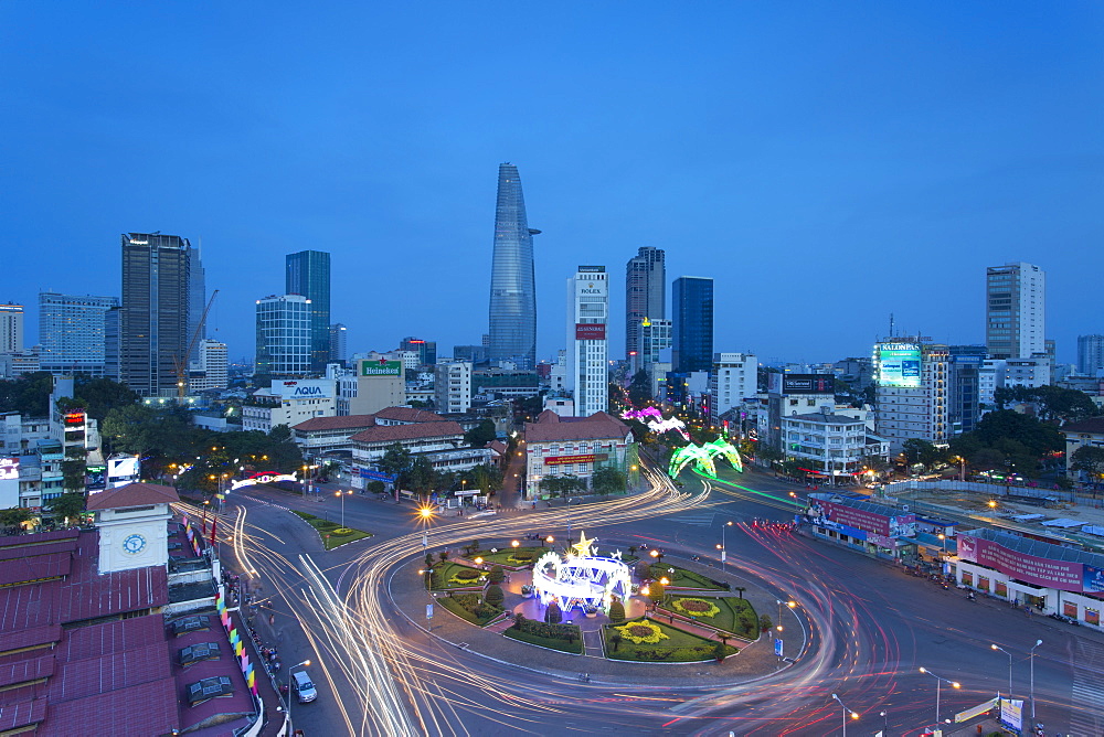 View of city skyline at dusk, Ho Chi Minh City, Vietnam, Indochina, Southeast Asia, Asia