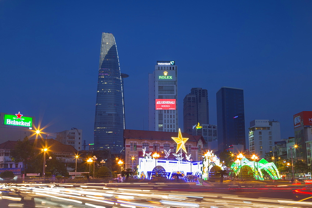 Bitexco Financial Tower at dusk, Ho Chi Minh City, Vietnam, Indochina, Southeast Asia, Asia