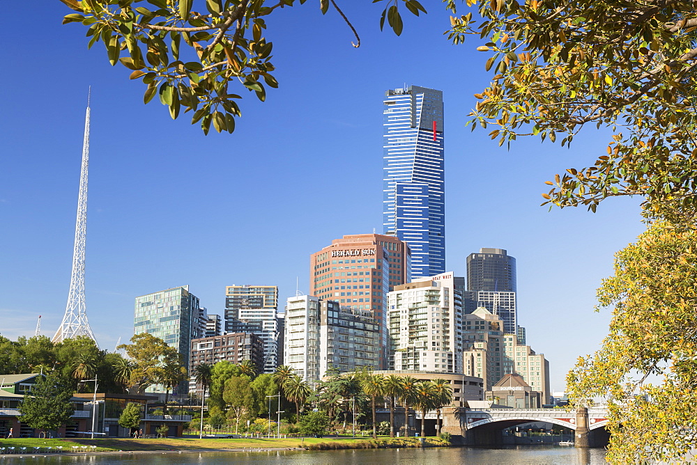 Eureka Tower and Victorian Arts Centre along Yarra River, Melbourne, Victoria, Australia, Pacific