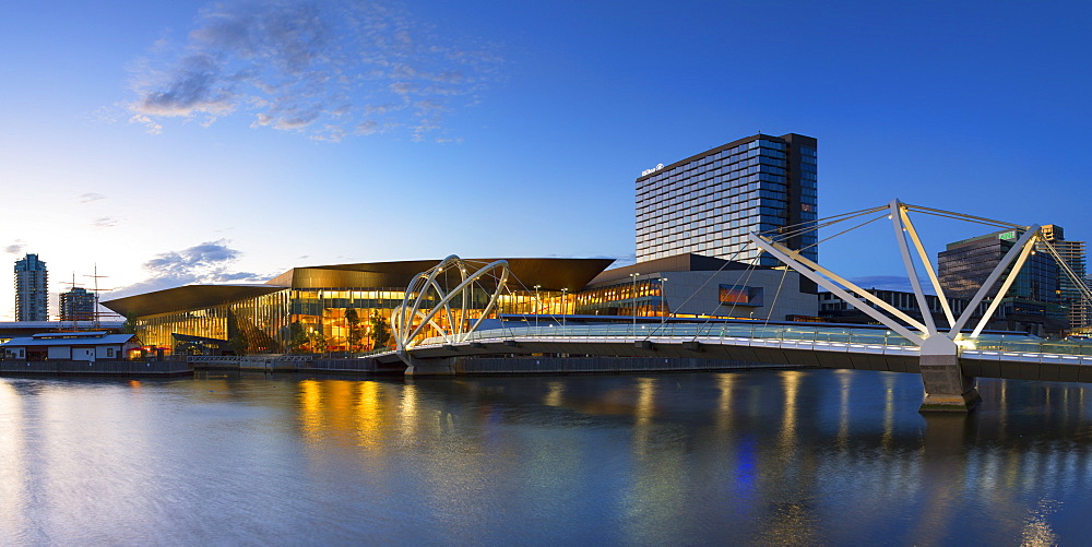 Seafarers Bridge and Convention Centre at dawn, Melbourne, Victoria, Australia, Pacific