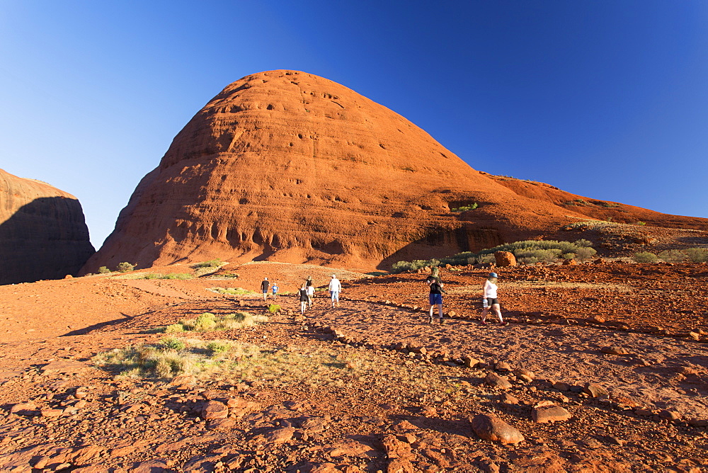 Tourists hiking at Walpa Gorge, Kata Tjuta (The Olgas), UNESCO World Heritage Site, Uluru-Kata Tjuta National Park, Northern Territory, Australia, Pacific