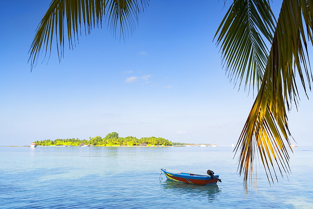 View of Kuramathi Island, Rasdhoo Island, Northern Ari Atoll, Maldives, Indian Ocean, Asia