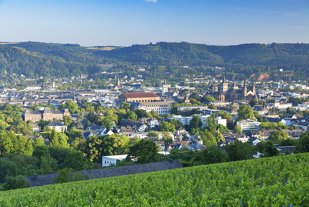 View of Trier at dawn, Trier, Rhineland-Palatinate, Germany, Europe