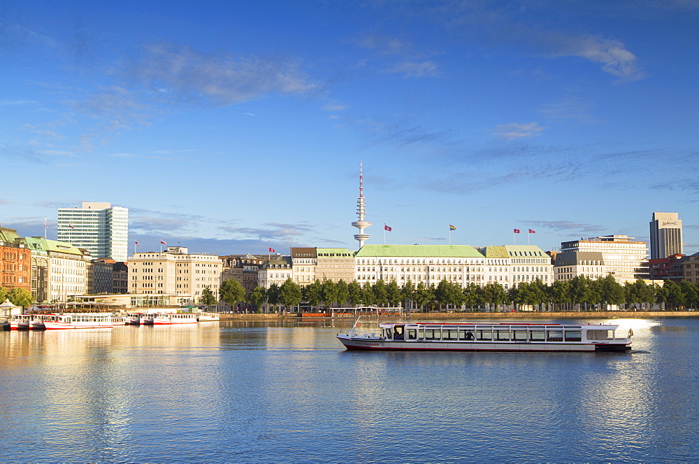 Television Tower and Binnenalster Lake, Hamburg, Germany, Europe